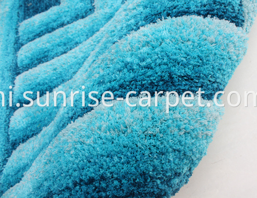Microfiber Shaggy Rug with 3D Design in Blue Color